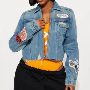 •Basic Is Not An Option• Von Dutch Embroidered Cropped Denim Jacket